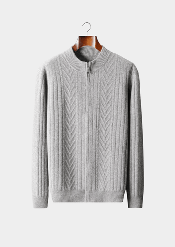 Pure Extra-Fine Merino Wool Patterned Zip Cardigan