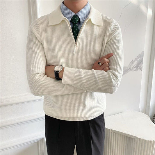 Waffle Knit Zipped Sweater