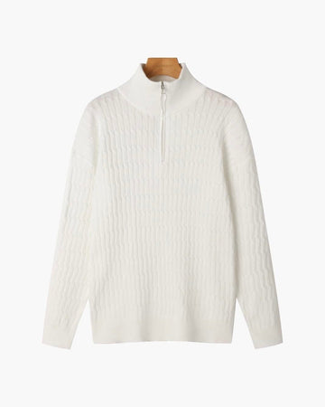 Textured Knit Half Zip Sweater
