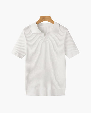 Knit Open Collar Polo