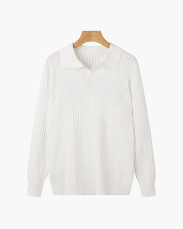 Ribbed V-Neck Polo