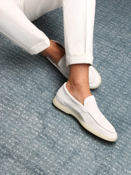 Suede Summer Loafer Pearl White
