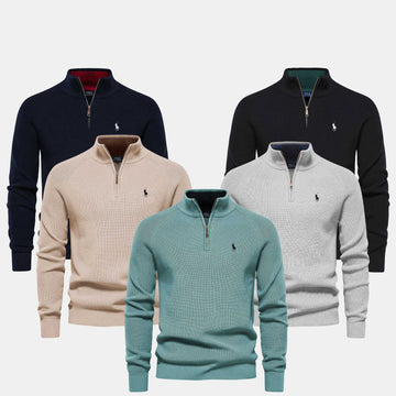 RL Refined Ribbed Zip Pullover